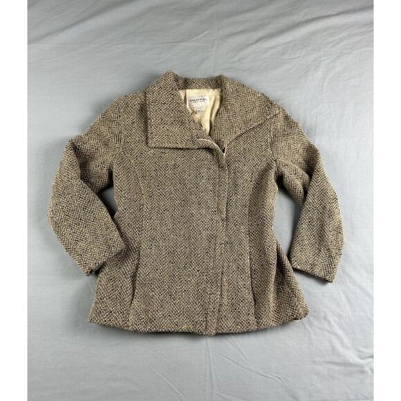 Emanuel Ungaro Jackets & Blazers - Emanuel Ungaro Wool Blend Tweed Jacket Size 8 Brown Black Asymmetrical Full Zip